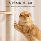 797Audio Modern Solid Wood Cat Tree Tower, 49" Tall Cat Tree with Sisal Scratching Posts and Capsule for Adult Cats, Natural Oak Wooden Cat Tower,Aesthetic Multi-Level Cat Climbing Tree for Indoor Cat