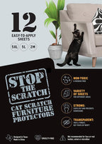 Pro Strength Cat Scratch Deterrent Tape – 12 Clear Double-Sided Sticky Sheets to Protect Furniture – Pet-Safe, Transparent Anti-Scratch Adhesive for Cats