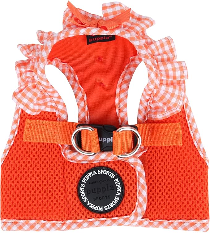Puppia Vivien Vest Dog Harness Step-in All Season Mesh Cute No Pull No Choke Walking Training for Small Dog, Orange, X-Small
