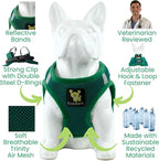EcoBark Step in Dog Harness - Eco-Friendly Dog Harnesses for for Small & Medium Breed Dogs - Reflective and Adjustable Chest Body Halter Vest -Soft Luxurious Mesh (Forest Green, XL)