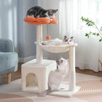 Flower Cat Tree with Large Hammock & Large Cat Scratching Post with Big Perch Double The Fun, Double The Comfort