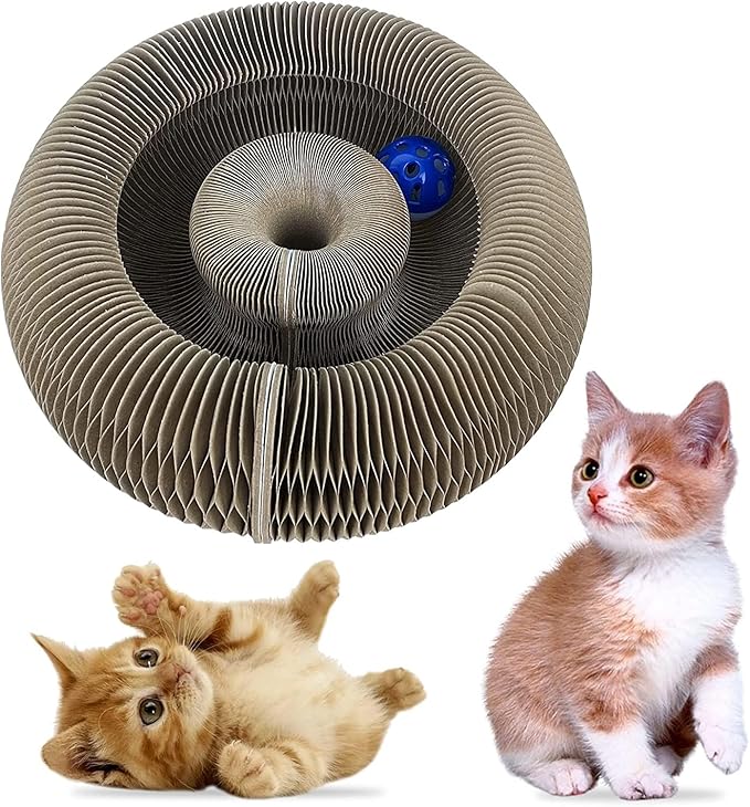 2 Pack Magic Organ Cat Scratching Board, Cat Accordion Scratching Post with Bell for Kitten Cats Interactive Kitten Fun Intelligence Physical Exercise Educational