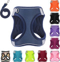 Dog Harness with Leash Set, No-Pull Step-in Reflective Pet Harness with 1 Leash Clips, Adjustable Soft Padded Easy Walk Dog Vest for Small Medium Large Dogs, Cats(Dark Blue, XXSmall)