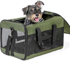 Dog Carrier Soft Sided, Large Cat Carrier with Inner Safety Leash, Pet Transport Carrier for Large Cats and Medium Dogs up to 20 Lbs, Collapsible Travel Puppy Carrier Bag -Green L