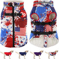 Dogcheer Dog Winter Coat, American Flag Dog Jacket with Harness, Adjustable Puppy Coat with Zipper, Waterproof Pet Fleece Jacket Snowsuit for Small Medium Large Dogs - US Flag XL