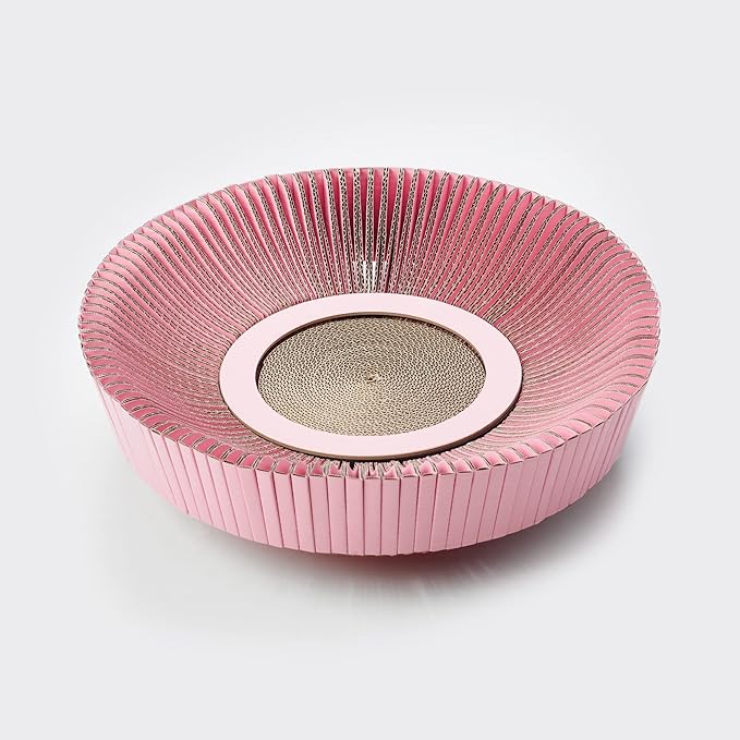 Nest Cat Scratcher Lounge Bed - for Rubbing, Resting, and Scratching (Assembled Bundle, Hanami Pink)