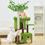 60in Cat Tree with Cat Scratching Post Tree-Shaped Cat Tree Tower with 2 Large Cat Houses and Wide Top Perch Bed for Adults and Large Cats