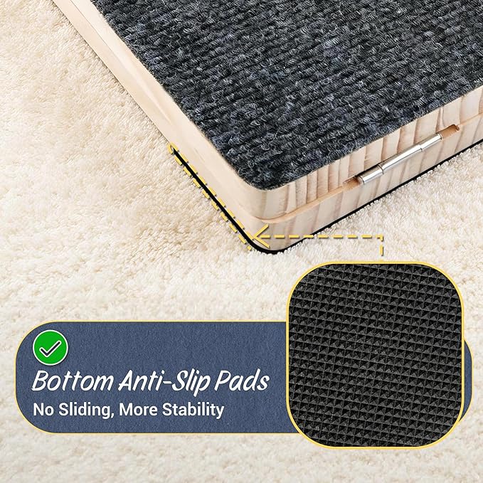 Dog Ramp for Stairs 6 Pack - Adjustable Wooden Stair Wedges for Small Dogs, Foldable Indoor Dog Stair Ramp with Triangular Support and Non-Slip Pads for Senior and Short-Legged Pets