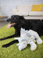 goDog Dinos Frills Squeaky Plush Dog Toy, Chew Guard Technology - Gray, Extra Large