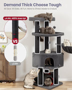 Heavy Duty Cat Tree for Large Cats Adult - 60 Inch XXL Sturdy Cat Tower Condo with Extra Wide Scratching Posts (φ4.4in) Big Cat House Hammock Perch - Indoor Wood Modern Multi Level Corner Cat Bed