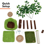 Small Cat Tree with Scratching Post and Ball Track, Green Cat Tower with Lifelike Leaves for Kittens and Small Cats, 2-Door Cat Condo and Interactive Cat Toys for Indoor Cats