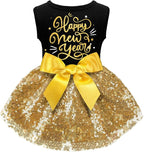 Dog Happy New Year Outfit Dog Dress New Years Pet Costumes for Dogs Funny Puppy Dress with Bow for Small Medium Dogs Girls Cats