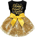 Dog Happy New Year Outfit Dog Dress New Years Pet Costumes for Dogs Funny Puppy Dress with Bow for Small Medium Dogs Girls Cats