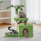 Magshion 32" Cat Tree for Kittens and Senior Cats, Leaf-Themed Small Cat Tower with Scratching Posts, Cozy Condo, Low Perch & Hanging Toys for Indoor Cats, Space-Saving Cat House, Green