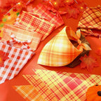 Abbylike 50 Pcs Orange Plaid Dog Bandanas Bulk Check Pattern Bandanas for Dogs Triangle Kerchief Bib Scarf Set for Pet Party Costume Photo Props Accessories Pet Shops, 25 Styles(31.5 x 21.7 x 21.7)