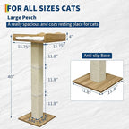 GarveeLife Cat Window Perch with Tall Scratching Posts and 2 Platforms, 40 in Sisal Climbing Tree Hammmock with Suction Cups, 2 Install Ways, Cats Window Bed with Removable Cushion
