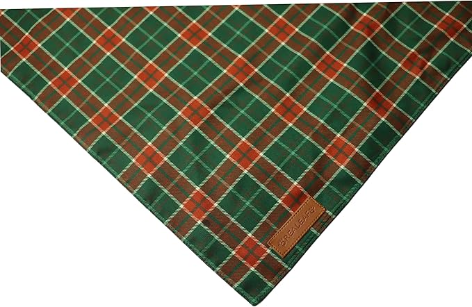 Realeaf Christmas Dog Bandanas 2 Packs, Reversible Red Green Plaid Dog Scarf, Xmas Pet Bandana, Premium Durable Fabric, Holiday Check Bandana for Large and Extra Large Dogs Pets (X-Large)