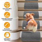 40D Dog Ramp for Stairs for Small & Senior Dogs and Cats – Non-Slip Stair Ramp for Dogs with Gentle Slope, Pet Ramp with Washable Cover & Self-Sticky Pads for Safe Climbing Easy Install(Grey, 5 Pack)