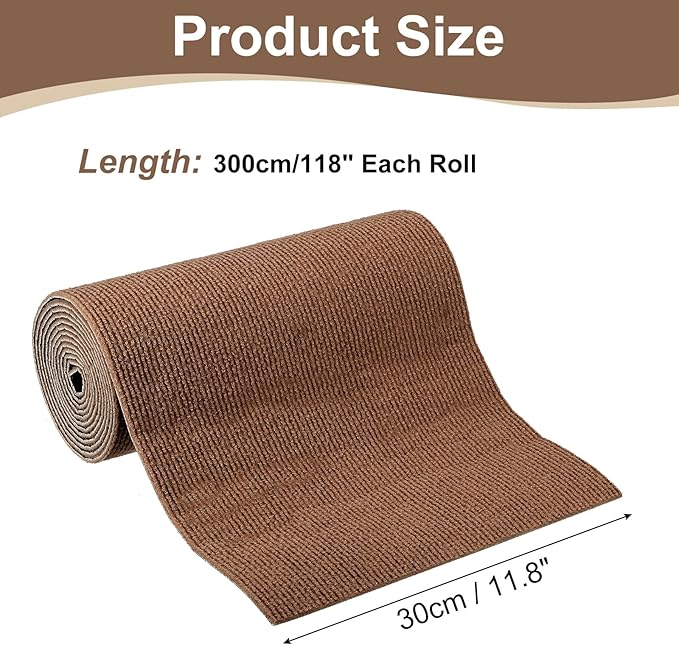 uxcell Self-Adhesive Cat Scratching Mat, 1 Roll 118" x 11.8" Couch Protector from Cat Claws for DIY Sofa, Wall, Doors, Cut Anti Cat Scratch Pad Carpet Mat, Brown