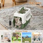Athena Collection 18" Hard-Sided Travel Pet Carrier for Small Dogs and Cats, Plastic Dog Carriers with 2-Door Top & Front Load, Ventilation, Security Lock, Cat Dog Carrier for Pet, up to 10lbs, Green