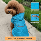 Dog Raincoat Small Dogs Rain Jacket for Puppy Reflective Waterproof Pet Clothes Poncho Rainwear Winter Warm Lined Pocket Hooded Leash Hole Adjustable Puppy,Blue,XS,Back Length 6.7 Inch