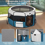 PETSFIT Portable Dog Playpen,36" Dog Play Pen Indoors with Removable Waterproof Mat & Zippered Roof | RV, Camping, Travel Dog Pen | Whelping & Cat Observation Space(36" L x 36" W x 21" H)