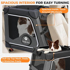 Snagle Paw Portable Dog Crate for Car Travel,Metal Frame Pet Crate,Pet Carrier for Car Back Seat Secures with Headrest Strap and Seatbelt,L,Gray