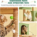 MWPO 70.1-Inch Green Large Cat Tree, Multi-Level Tall Cat Tower for Indoor Cats, Plush Cat Condo with Big Padded Perches, Sisal-Covered Scratching Posts, Hammock, Toys for Kittens & Cats