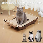 Extra-Larger Sisal Cat Scratcher Bed with Ball, 3-in-1 Cat Scratching Pad with Hammock, Natural Sisal with Solid Wood Frame Cat Scratch Post for Indoor Cats Lounger & Sleep & Scratch (Walnut)