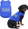 Parisian Pet Dog Tshirt - Embroidered “ Awesome “ Dog Shirt - Pure Cotton and Lightweight Dog Clothes - Blue Sleeveless Pet Tee Shirts - Cute Puppy Clothes - Pet Shirts for Large Dogs Boy - XL