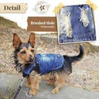 Cool Dog Jean Jacket Small Puppy Outfits Frenchie Clothes Denim Coats for Small Medium Dogs Cats Boys Girls Pet Vest Dog Shirt Clothing Doggy Costume (Blue, XXL（Suggest 15-20 lbs）)