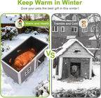 59" Outdoor Dog House with Insulated Liner, Extra Large Breed Dog Kennel, Keep Warm in Winter Outside, Easy to Install Heated Anti-Chewing Metal Frame Design for Small Medium Large Dogs
