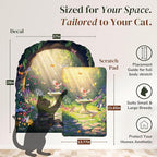 Vertical Cat Scratcher - Removable Wall Mounted Cat Scratcher and Art Decal – Wall Scratch Pad for Cats with Sisal Cat Scratcher – Large Protective Wall Scratchers for Indoor Cats