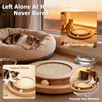 Cat Scratcher Round Natural Sisal Scratching Pad Interactive Scratcher Toys for Indoor Small Cats and Kitten Chasing Hunting Mental Physical Exercise Puzzle