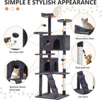 BestPet | 70" Cat Tree Tower | Ashy | Sturdy, Easy to Assemble, Multi-Level Activity Center with Sisal Scratching Posts, Condos, Perches, Hanging Cat Toys, Observation Decks & Ladder