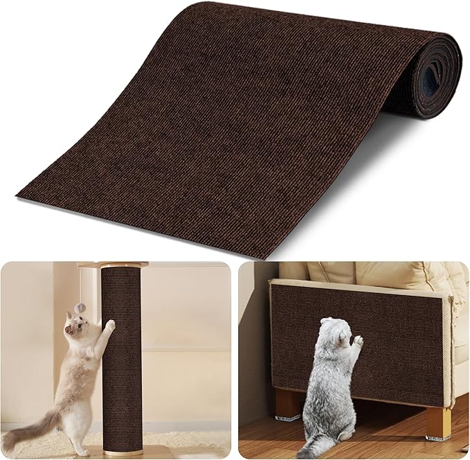 Cat Scratch Mat 5Pack,39.3"x15.7" Cat Scratching Mat Self-Adhesive Carpet Mat Trimmable, Cat Wall Shelves, Cat Scratcher Board,DIY Furniture Protecting Furniture Protector Sofa