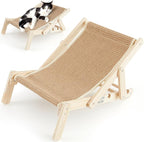Juexica Sisal Cat Scratcher Bed for Indoor Cats, Small Natural Wood Cat Lounge Hammock, Modern Foldable Scratching Chair, Space-Saving Furniture for Kittens & Small Cats