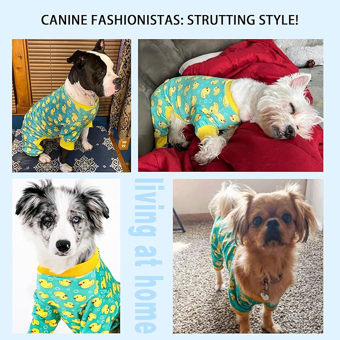 Paiaite Dog Pajamas Onesie: Comfortable Four-Legged Apparel for Small, Medium, & Large Dogs, Polyester Material for Comfort, Wrinkle Resistance, Moisture Wicking, and Stretchiness Yellow Duck 3XL