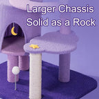 Multi-Level Cat Tower with Comfortable Plush Resting Platform, Purple Pink Cat Condos with Scratching Post and Pompom Ball Toy