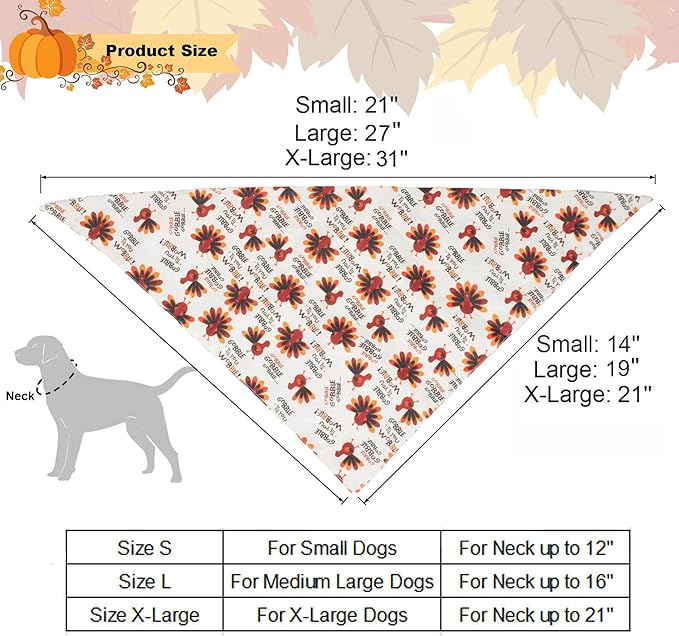 ADOGGYGO Thanksgiving Dog Bandana Fall Autumn Pet Bandana Reversible Triangle Bibs Scarf Accessories for Large and Extra Large Dogs Pets (X-Large, Thanksgiving)