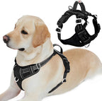 BARKBAY Dog Harness No Pull Oxford with ID Tag Pocket - Heavy Duty, Reflective, Easy Control for Large Dogs(Black Oxford,L)