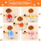 TAPBULL Dog Dresses, Fashionable Pet Dog Clothes, Cute Cat Birthday Dress Outfit (Orange/Red/Yellow/Blue/Pink 5-Pack), Small