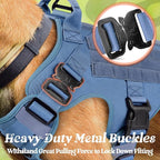 rabbitgoo Tactical Dog Harness Medium Sized, Heavy Duty Pet Harness with Handle, No-Pull Service Vest Medium Breed, Adjustable Military Dog Vest for Training Hunting Walking, Blue, M