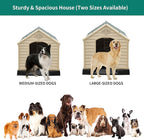 YITAHOME Plastic Dog House, Waterproof Indoor Outdoor Doghouse for Large or Small Dog, with Air Vents and Elevated Floor, Easy Assemble and Clean