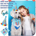 Weewooday Dog Birthday Party Supplies Birthday Boy Girl Cake Bandana Triangle Scarf Party Hat Dog Bow Tie Collar with Numbers for Large Medium Small Dog Puppy 1st Birthday(Cute Style,Medium)