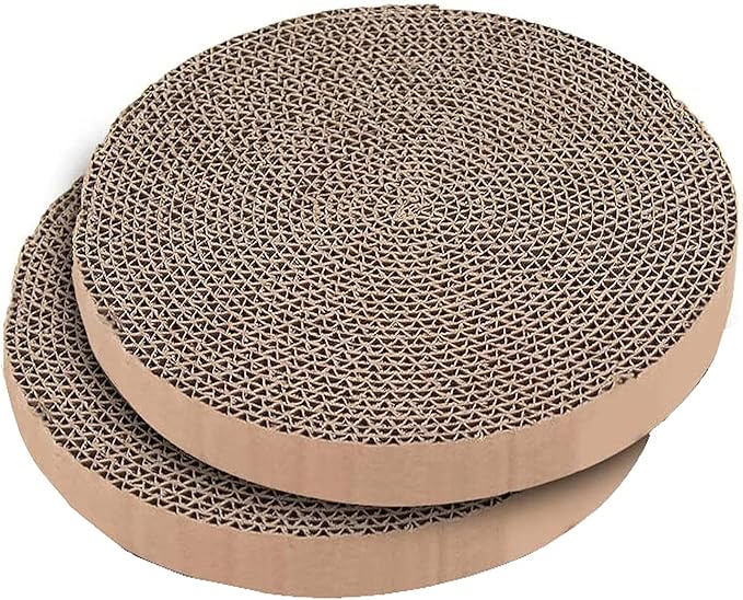 AUOON Cat Scratcher Replacement Pad, 2 Pack, Tighter and Stronger Roll, Non-Toxic, Extra-Thick Cardboard, Protect Furniture