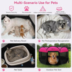 Dog Cat Playpen, Large Puppy Pet Playpen, Dog Crate Tent Cage Indoor/Outdoor, Portable Pop Up Dogs Kennel Playpen with Carrying Case for Dogs/Cats/Rabbits, Hot Pink