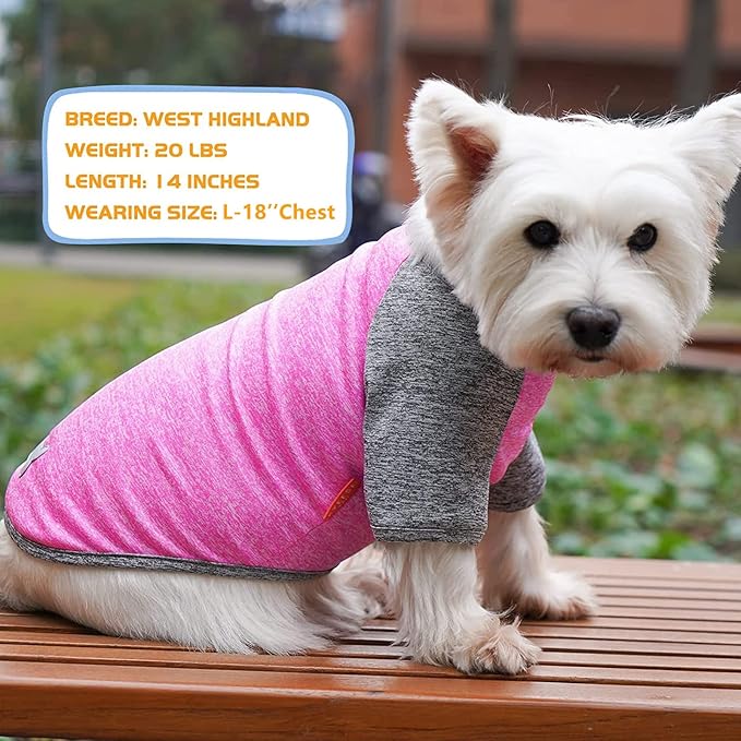 KYEESE 2Pack Dog Shirt with Sleeves, Lightweight Sun Protection Dog T Shirts for Medium Large Dogs Girl, Breathable Pet Tank Top Reflective Dogs Clothes for Summer Outdoor Walking, Rose+Grey, 2XL