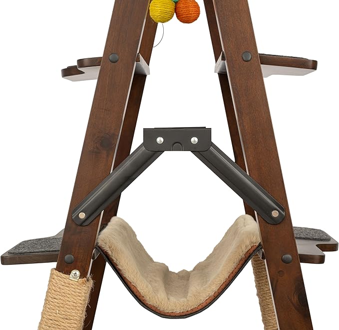 Stakmore Folding Cat Tree, Espresso – Hardwood & Plywood, No Assembly Required, Space-Saving Design
