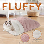 4 in 1 Self Warming Burrow Cat Bed, Pet Hideway Sleeping Cuddle Cave (Pink)